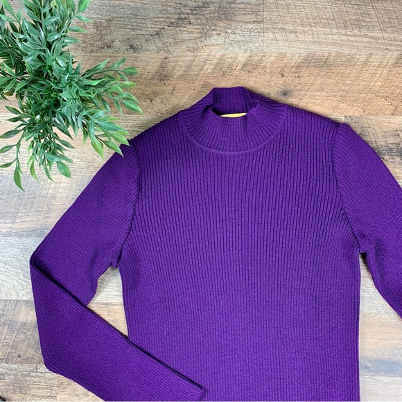 St John Sweater Mock Neck Purple small petite - Picture 6 of 6